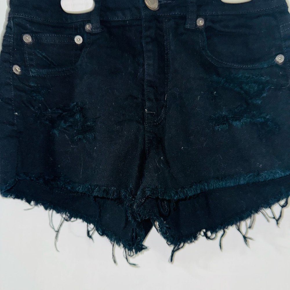 American Eagle Outfitters Black Frayed Jean Shorts